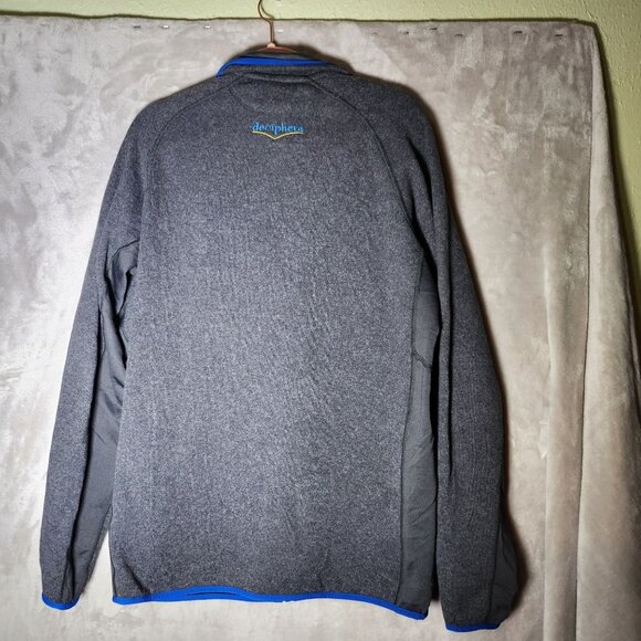 Patagonia Gray Fleece Outdoorsy Sporty Deciphera Jacket L Full-Zip Blue Accents‎ - Picture 3 of 4